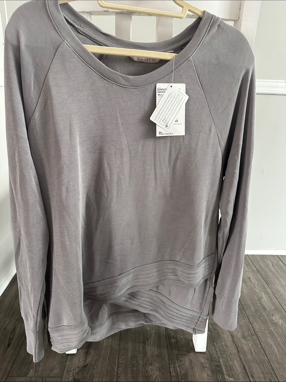 Athleta Heather Gray Layered-Hem Crewneck Sweatshirt